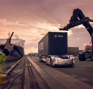 Volvo Trucks’ zelfrijdende en elektrische transportoplossing Vera ingezet in logistiek proces.